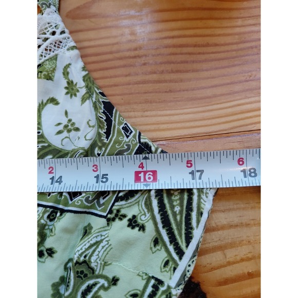 Y2K Babydoll Cami Top Paisley Lace Trim Sz L Forest Fairy - Picture 7 of 9